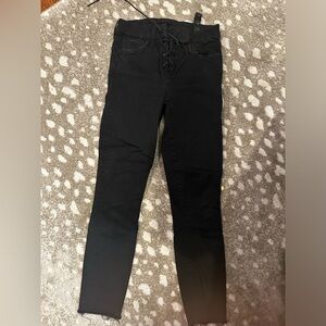 Mother black jeans with lace up fly, size 24